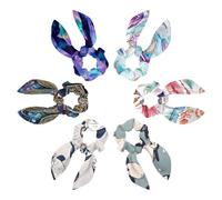 6 Pcs Hair Scarf Scrunchie, Bow Scrunchies for Hair, Hair Scrunchies with Bow, Dreamcatcher Watercolor Pattern Scrunchie Hair Scarf Ponytail Holder for Women