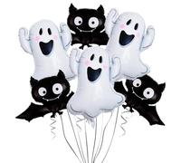 6 Pcs Halloween Balloons HSYWSH Large Halloween Bat Foil Balloons Ghost Balloon/s Hallowee/n Party Haunted House Decorations for Kids Hallowe/en Party Favors Supplies (Multicolor A)