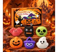 6 Pcs Halloween Bath Bomb for Women: Handmade Bath Ball with Spooky Shapes | Pumpkin Ghost Witch Bat Cat Spider - Colorful Fizz and Festive Scents - Fun Gifts for Women & Kids Party Treat