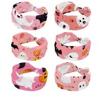 6 Pcs Halloween Bats Candies Pumpkins Women's Headbands Elastic Head Band Yoga Workout Head Non-Slip Sweat Soft Headbands Simple Versatile Hair Accessory Hairbands
