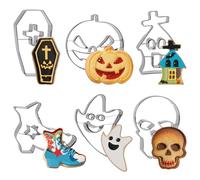 6 Pcs Halloween Cookie Cutter Set, Stainless Ghost Pumpkin Biscuit Cutters for Baking