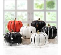 6 PCS Halloween Decorations Indoor, Black and White Pumpkins for Tiered Tray,Table,Desk,Fireplace Mantel,Fall and Thankgiving Decor- Halloween Decorations for Home (B)