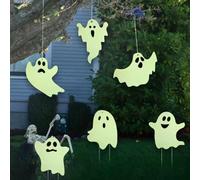 6 Pcs Halloween Yard Signs with Stakes Glow Outdoor Decorations in The Dark Ghost Halloween Decorations Luminous Plastic Sign Scary Party Outside Decor for Lawn Patio Yard Garden