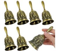 6 PCS Hand Bells for Seniors Bedside, Wedding Bell, Vintage Bell with Handle - Antique Bronze Loud Call Service Bells for Dinner, Party, Reception & Meditation