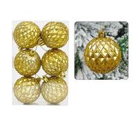 6 Pcs Hand-Painted Baubles, 6cm Shatterproof Plastic Hanging Ornaments with Strings for Xmas Tree, Holiday, Party