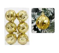 6 Pcs Hand-Painted Baubles, 6cm Shatterproof Plastic Hanging Ornaments with Strings for Xmas Tree, Holiday, Party