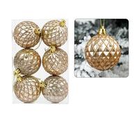 6 Pcs Hand-Painted Baubles, 6cm Shatterproof Plastic Hanging Ornaments with Strings for Xmas Tree, Holiday, Party