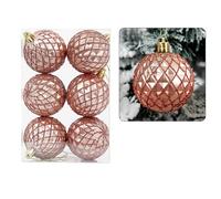 6 Pcs Hand-Painted Baubles, 6cm Shatterproof Plastic Hanging Ornaments with Strings for Xmas Tree, Holiday, Party