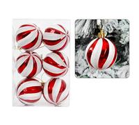 6 Pcs Hand-Painted Baubles, 6cm Shatterproof Plastic Hanging Ornaments with Strings for Xmas Tree, Holiday, Party