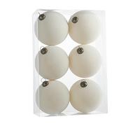 6 Pcs Hand-Painted Flocked Baubles, 8cm Shatterproof Plastic Ornaments in Box for Xmas Tree, Holiday, Party