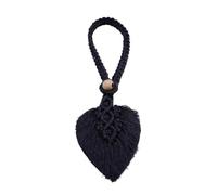 6 Pcs Handmade Curtain Tiebacks Macrame Tassel Leaf Shaped Curtain Holdback Braided Tie Back Holder Home Decoration For Home(Black)