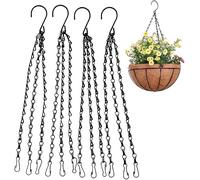 6 Pcs Hanging Basket Chains - 18" Flower Pot Chain Replacement Plant Hangers for Bird Feeders, Planters and Lanterns (Black)