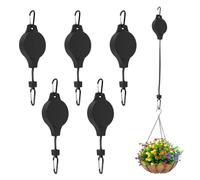 6 Pcs Hanging Basket Pulley Adjustable Heavy Duty Plant Pulley Hook Retractable Plant Hanger Auto Lock Plant Flower Baskets Hooks for Hanging Baskets & Bird Feeder