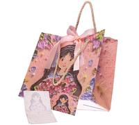 6 Pcs Happy Birthday Girl Pink Gift Bag with Bow Greeting Card and Envelope Present From Recycled Board Good-looking for Wedding Party Christmas Valentines Bridesmaid