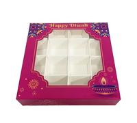 6 Pcs Happy Diwali Grid Boxes, Pick Mix Sweet Favour Boxes, Favours, Empty Gift Box, Sweets Box, Diwali Hamper Gifts, Decorations.