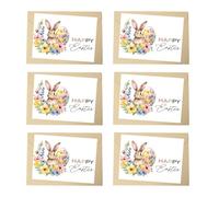 6 Pcs Happy Easter Cards Multipack With Envelopes, Easter Bunny Greeting Cards Multipack for Easters Party Classroom Exchange Bunny Card Supplies
