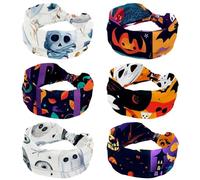 6 Pcs Happy Halloween Holiday8 Women's Headbands Elastic Head Band Yoga Workout Head Non-Slip Sweat Soft Headbands Simple Versatile Hair Accessory Hairbands