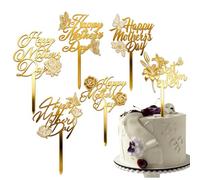 6 Pcs Happy Mother's Day Cake Topper Acrylic Love Mom Cake Topper Butterfly Cupcake Topper Cake Picks Cake Accessories for Birthday Mother's Day Gifts Cake Decoration Party