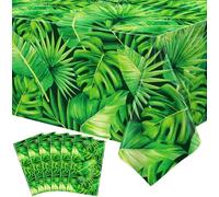 6 Pcs Hawaiian Luau Tablecloths Tropical Palm Leaves Table Cloth Jungle Safari Theme Tablecloth Aloha Palm Leaf Table Covers Beach Tropical Party Decorations Safari Jungle Party Supplies 86 x 51 Inch