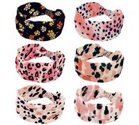 6 PCS Headbands for Women, Stretchy Head Bands, Hair Accessories, Pink Leopard Wide Soft Hairband for Yoga Workout Sport Running Travel