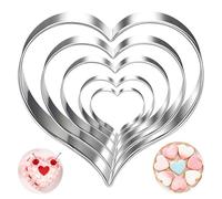 6 Pcs Heart Cookie Cutter, Heart Shaped Cookie Cutter Large for Baking, 11/10/8.5/7/5.7/4.7cm Love Heart Cookie Cutter Set Stainless Steel,Mini/Small/Large Heart Cutter for Baking, Biscuit and Bread