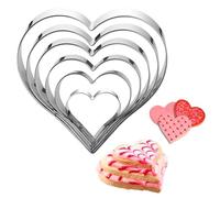 6 PCS Heart Cookie Cutter Set Stainless Steel, Heart Shaped Biscuit Cutters for Baking, Large to Small Heart Shape Cutter Set for Cookies,Pastry,Sandwich, Pancake Mould, Valentine Baking Accessories