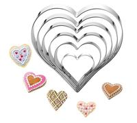 6 PCS Heart Cookie Cutters Set, Stainless Steel Biscuit Cutters, 6 Sizes Heart Shaped Baking Cutters for Cookies, Fondant, Sandwich, Pastry, Valentine’s Day Baking Tools