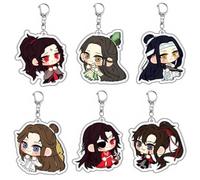6 Pcs Heaven Official's Blessings Keychain Anime Figure Hua Cheng Xie Lian Keyring Pendant Cute Acrylic Chain Decor Tian Guan Ci Fu Merch