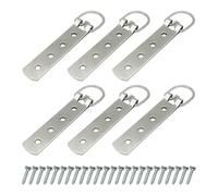 6 Pcs Heavy Duty Extra Large Strap Hangers 4 Hole D Ring Picture Hangers Photo Frame Hanging Hooks Clock Mirror Hanging Hardware Artwork Hangers with Screws