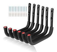 6 Pcs Heavy Duty Garage Storage Hooks, 32.5cm Wall Mounted Utility Hanger Organizer to Hanging Ladder, Surfboard, Skiboard, Hose, Folding Chairs, Bike and Garden Tools (23.5cm x 32.5cm)