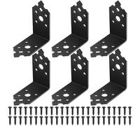 6 Pcs Heavy Duty L Angle Brackets - Retro Black Metal Corner Braces for Wood Timber Joining