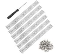 6 Pcs Heavy Duty Piano Hinges for Wood 30cm/12 inch Stainless Steel Continuous Hinges with Screws & Screwdriver, Silver Hinge for Cabinet Doors Windows DIY Projects