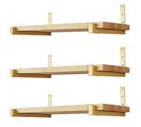 6 Pcs Heavy Duty Shelf Bracket with Lip Iron Metal Wall Mounted Industrial Floating Shelf Brackets Support for DIY Storage Space (150mm/6") Gold