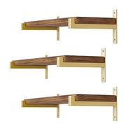 6 Pcs Heavy Duty Shelf Brackets 8 Inch Wall Mounted Industrial Metal Shelving Supports with Lip (Gold 200mm/8 Inch)