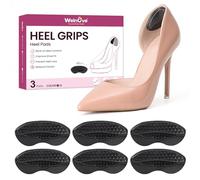 6 Pcs Heel Grips for Ladies Shoes - Anti Slip Heel Cushion Pads, Thick Heel Liners Fillers for Half Size Too Big or Loose Shoes, Prevent Heel Slip Out,Rubbing and Blisters (Black)