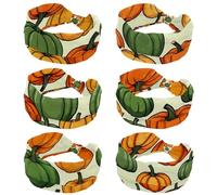 6 PCS Helloween Pumkins_109 Women Headbands Wide Hair Wrap Extra Turban Head Bands for Lady Large Sport Workout Stretch Non-slip Big Hair Bands