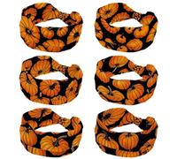 6 PCS Helloween Pumkins 3_58 Women Headbands Wide Hair Wrap Extra Turban Head Bands for Lady Large Sport Workout Stretch Non-slip Big Hair Bands