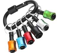 6 Pcs Hex Shank Screwdriver Bits Holder 1/4 inch Aluminum Alloy Drill Bit Holder Keychain Set Quick-Change Extension Screw Socket Adapter with Black Carabiner, Mixed Colors