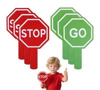 6 Pcs Hexagon Stop and Go Sign with Handle,Double Sided Stop Sign with Handle, Waterproof Classroom Road Traffic Light for Safety Learning, Red Green Warning Paddle for Crossing Guards,11.2x6.5 Inches