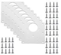 6 Pcs Hinge Repair Plate, 3.5 x 3.5 Inch Stainless Steel Cabinet Hinges with 48 Pcs Mounting Screws, Kitchen Door Hinge Repair Plate for Kitchen Cupboard Door Wardrobe Wood Furniture