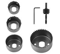 6 Pcs Hole Drill Bit Kit, Circular Hole Cutting Drill Bit, Electricians Hole Saw Sizes 3-5cm Includes Mandrel & Allen Key, Perfect for Wood Plasterboard & Plastic, Ideal for Home & Professional Use