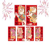 6 Pcs Horse Pattern Paper Envelopes Red Money Envelopes | Year Of The Horse Red Envelopes - For Christmas Family Friends And Parties