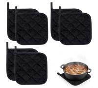 6 PCS Hot Pads, Pot Holders Heat Resistant, Multipurpose Liner, Durable Potholders & Oven Gloves for Kitchen Cooking & Baking, Protection Of Hands From Hot Utensils (Black)