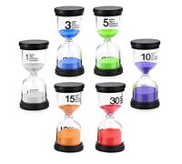 6 Pcs Hourglass Timer Hourglass Set Colorful Sand Clock Kitchen Timer Time Management Includes 1/3/5/10/15/30 minutes