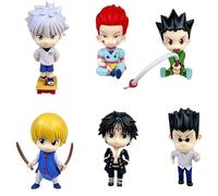 6 Pcs HxH Anime Figure Gon Freecss Killua Zoldyck Kurapika Hisoka Kuroro Lucifer Figures PVC 10CM Chibi Style