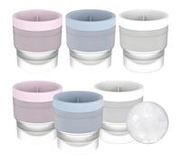 6 Pcs Ice Ball Mould, 6cm Round Ice Cube Moulds, Reusable Silicone Ice Ball Makers with Easy Release for Whiskey Party Cocktail Tea(Blue, White, Pink)