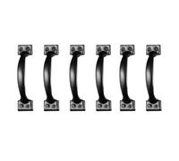 6 Pcs Inch Black Iron Bow Door Pull Handle Classic Wardrobe Cupboard | Smooth Painted Finish, Sturdy Ergonomic Grip, Vintage Styling for Garage Entry Doors, Wooden Furniture and Window Sash Use