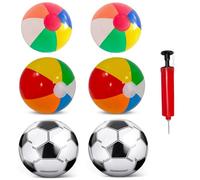 6 PCS Inflatable Ball, Beach Ball, Beach Balls Inflatable, Beach Ball Set with Hand Pump, 6PCS Inflatable Beach Balls for Outdoor Games, Two 30 Cm Rainbow Balls, For Pool Parties and Beach Activities