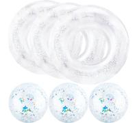 6 Pcs Inflatable Glitter Clear Pool Float Tube Glitter Beach Ball Include 3 Pcs Inflatable Confetti Swim Ring 3 Pcs Inflatable Confetti Beach Ball for Beach Water Pool Party (Color Set 2)