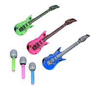 6 Pcs Inflatable Guitar Inflatable Microphone Inflatable Party Props Inflatable Guitar Kids for Props Birthday Party Decoration Balloon Photo Booth Party Supply Balloons(colors Random)